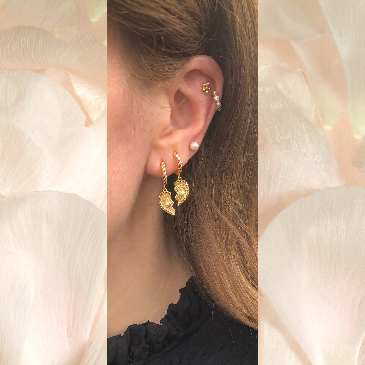 Sola Stud Earring - Gold Plated Silver W. Freshwater Pearl