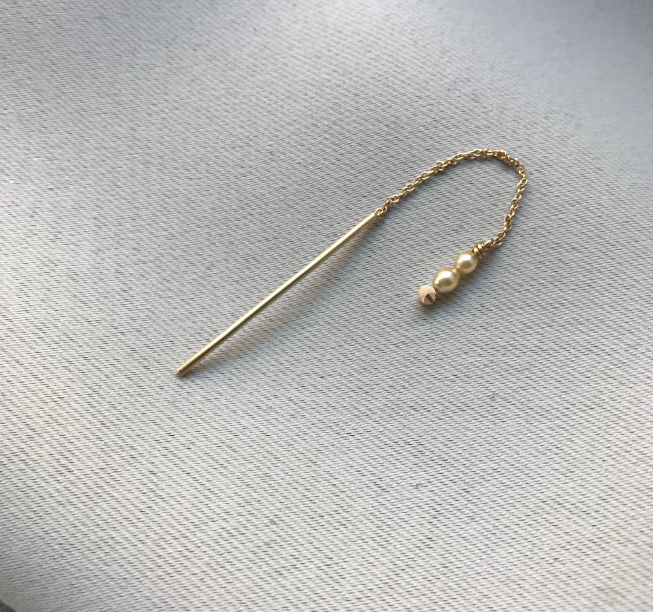 CHIME & BELLS - Rainbow Akoya - MOON earring 14K
