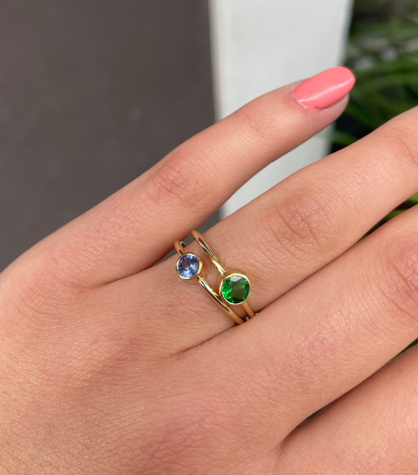 Miss Marie Klassisk Blå Safir Ring - 14 Karat Guld