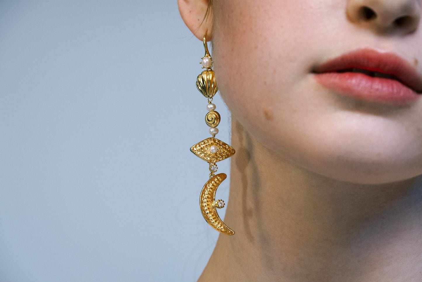 Ocean Moonlight ørering - 14 karat guld med kubiske zirkonia
