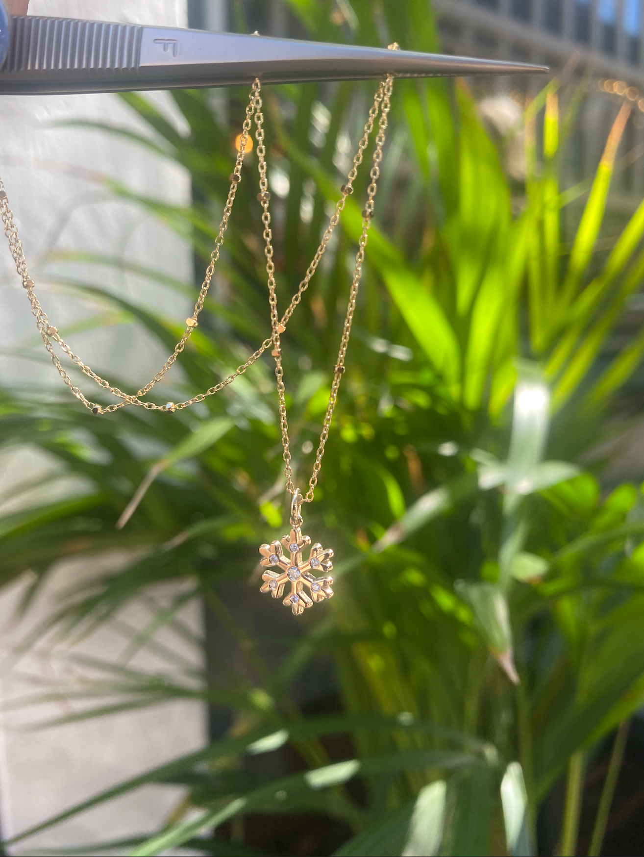 Diamond Snowflake Pendant - 14 K Gold