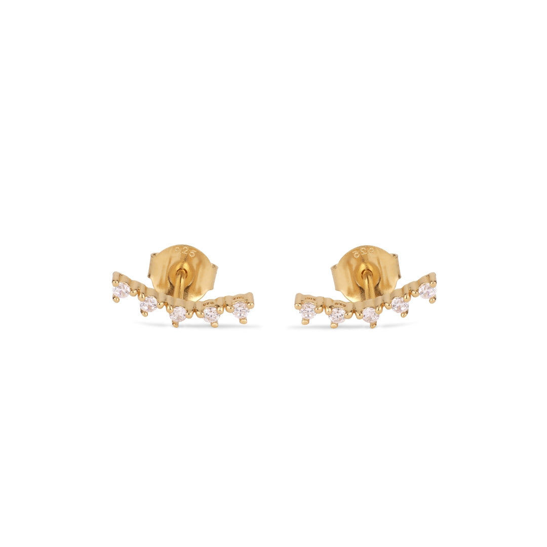 Five Star- Earring - Gold Plated Silver W. Cubic Zirconias