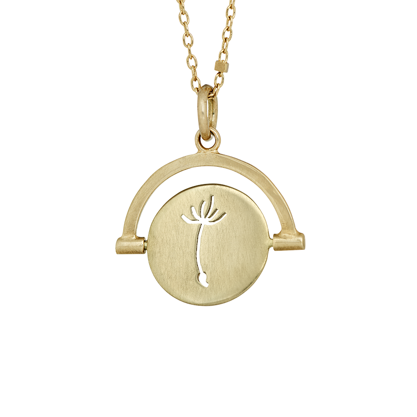 Spinning Silhouette Dandelion Pendant - 14k gold or 925 Silver