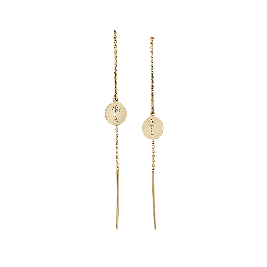 Little Silhouette round – Dandelion Earring-925 Silver or Gold 14 Karat
