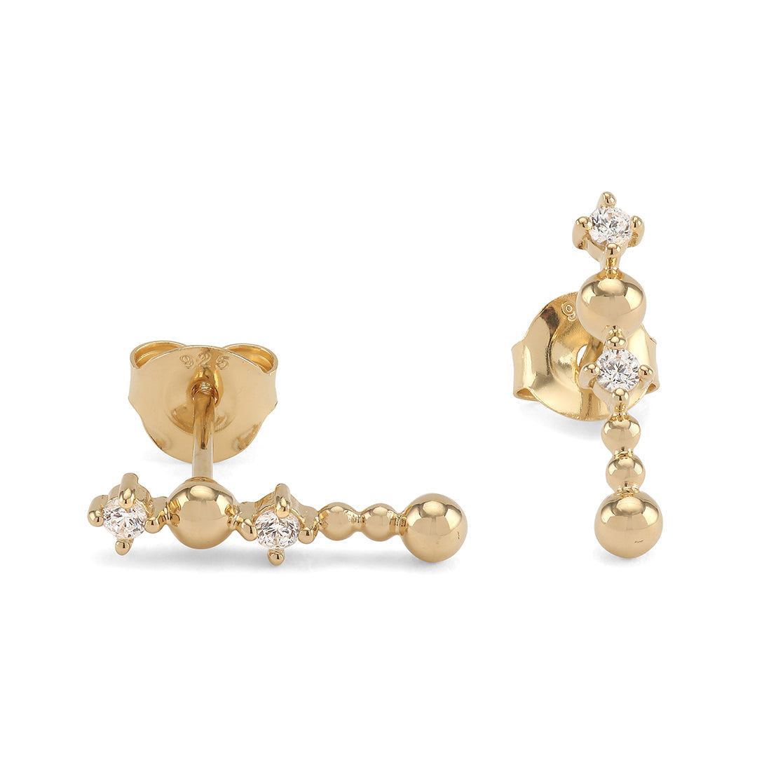 Planets Align Earrings - Gold Plated Silver, Cubic Zirconia