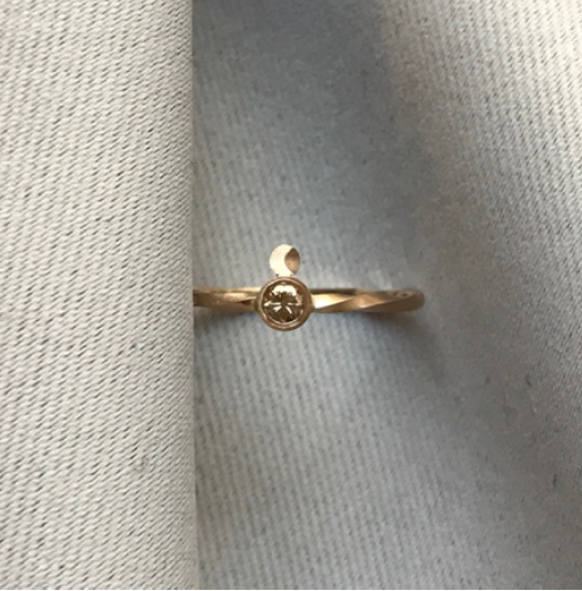 SUN & MOON Ring - Champagne Diamond - 14K Gold