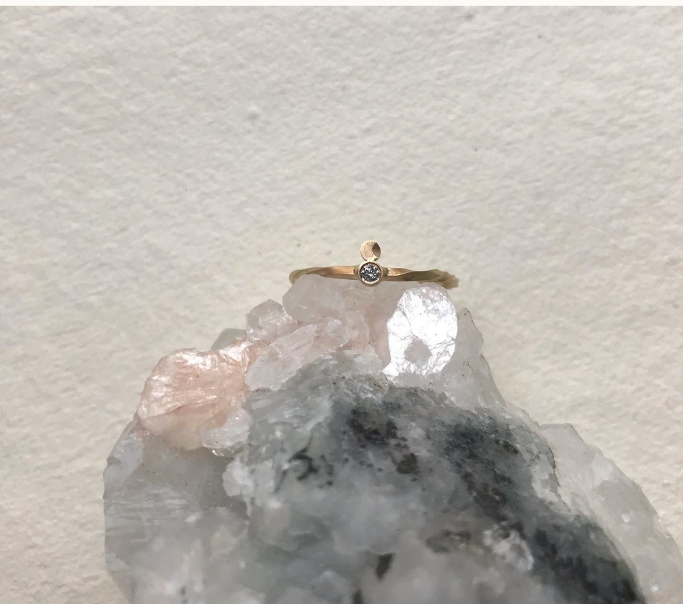 SUN & MOON Ring - Salt and pepper Diamond - 14K Gold
