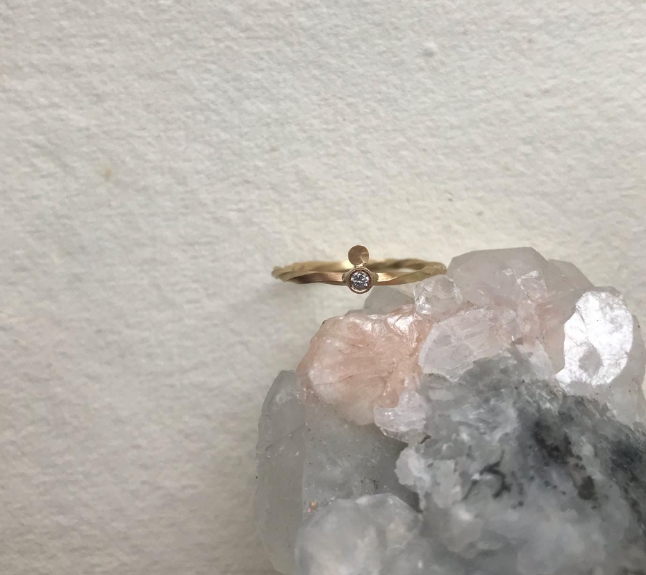SUN & MOON Ring - Salt and pepper Diamond - 14K Gold