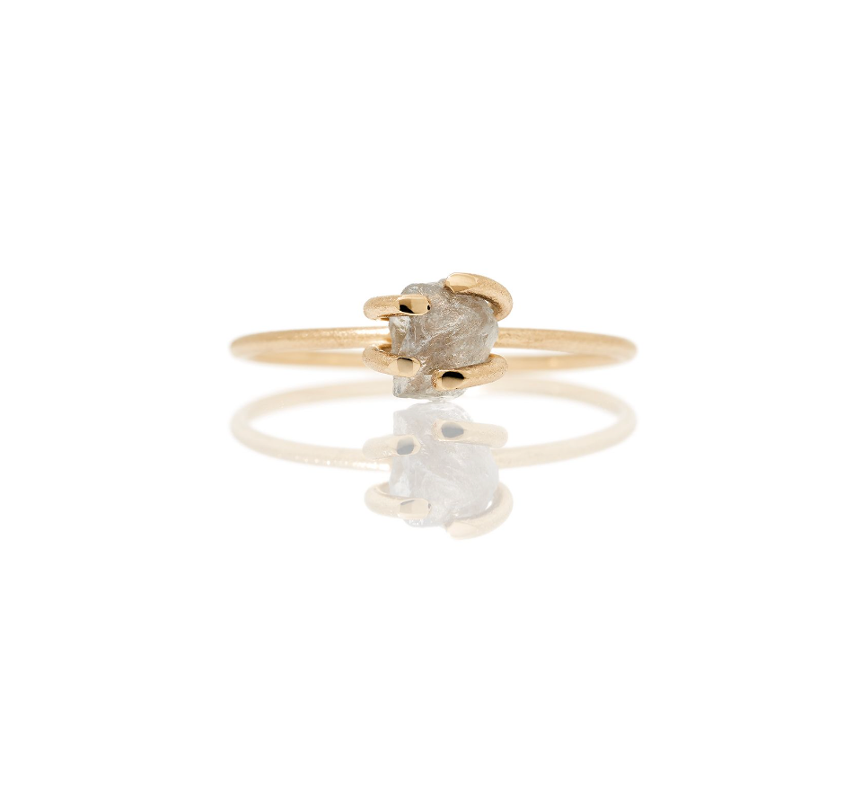 GLOW Rough Ring m. safir - 14K guld