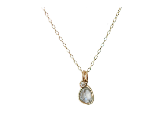 Halskæde med safir og diamant - 18K guld