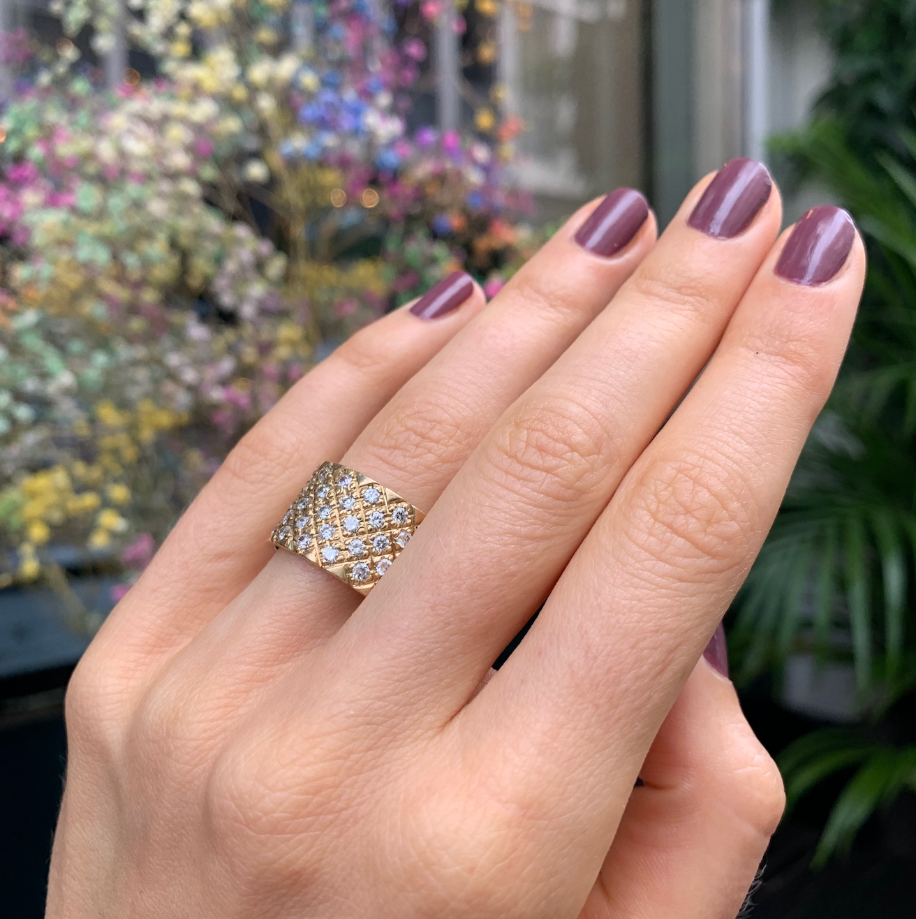 Sparkling Diamond Ring-Gold White Diamond 14 Karat