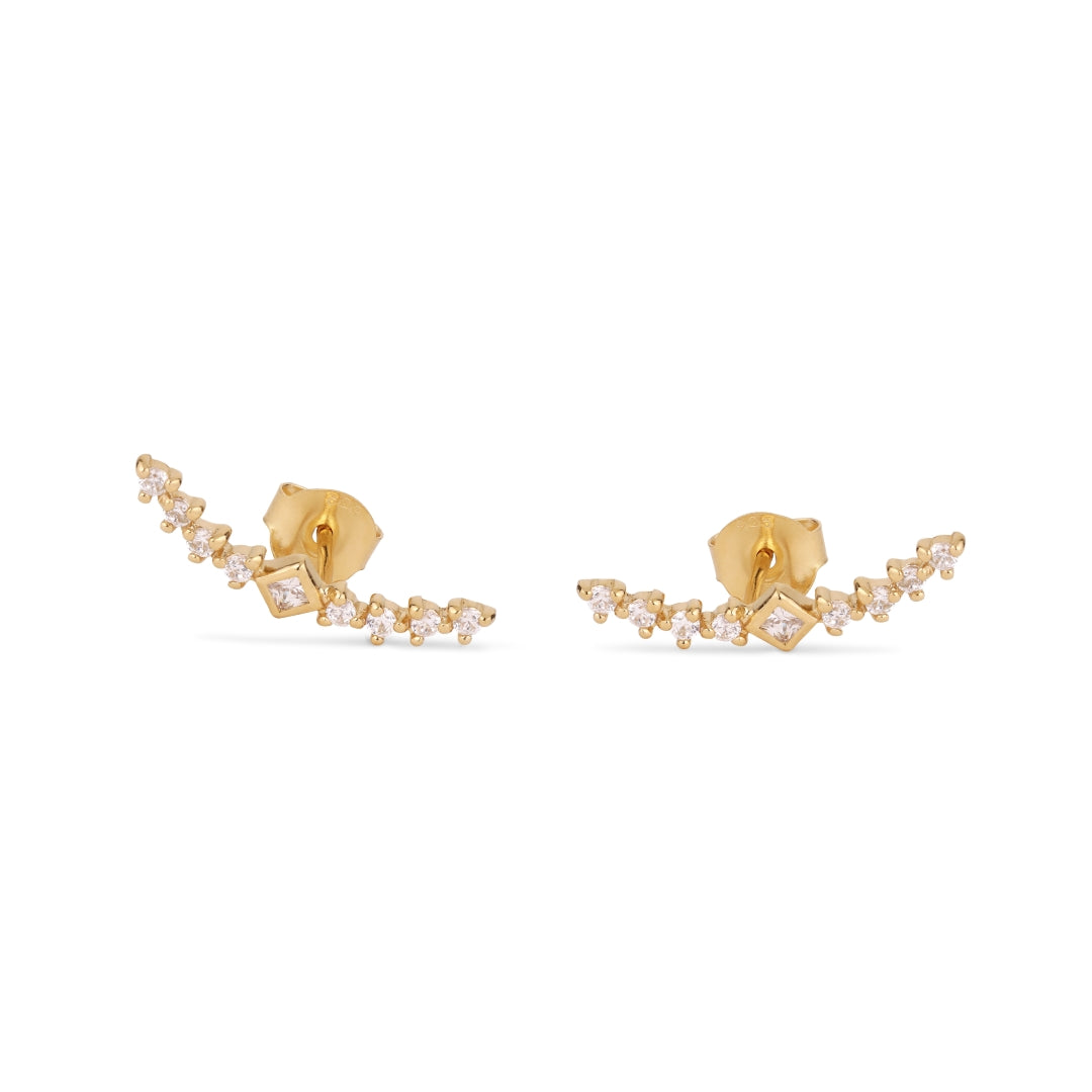 Super Nova Earring - Gold Plated SIlver W. Cubic Zirconia