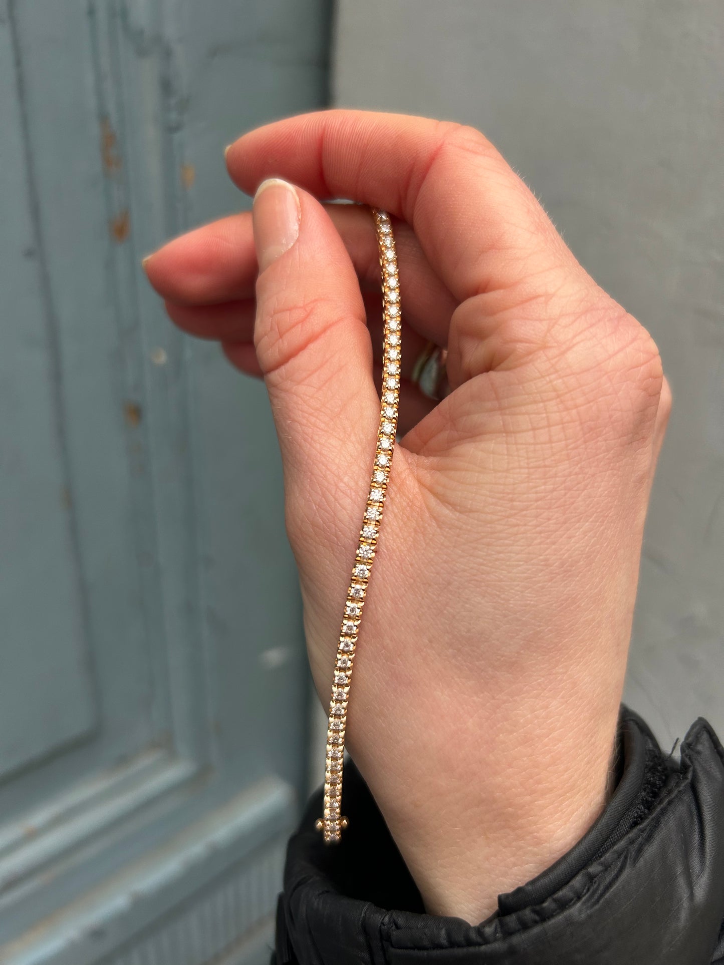 Tennisarmbånd i 18K Rosaguld med Hvide Diamanter