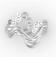 Wavy Ring Sterling Silver - (Silver Stones)