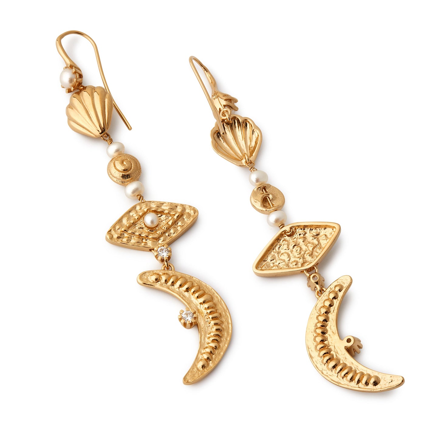 Ocean Moonlight Earring - 14 Karat Gold W. Cubic Zirconia