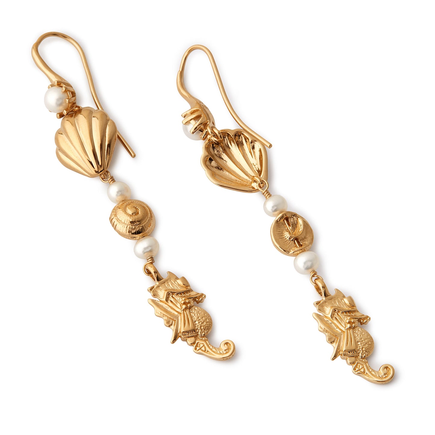 Ocean Seahorse Earring - Gold Plated Silver