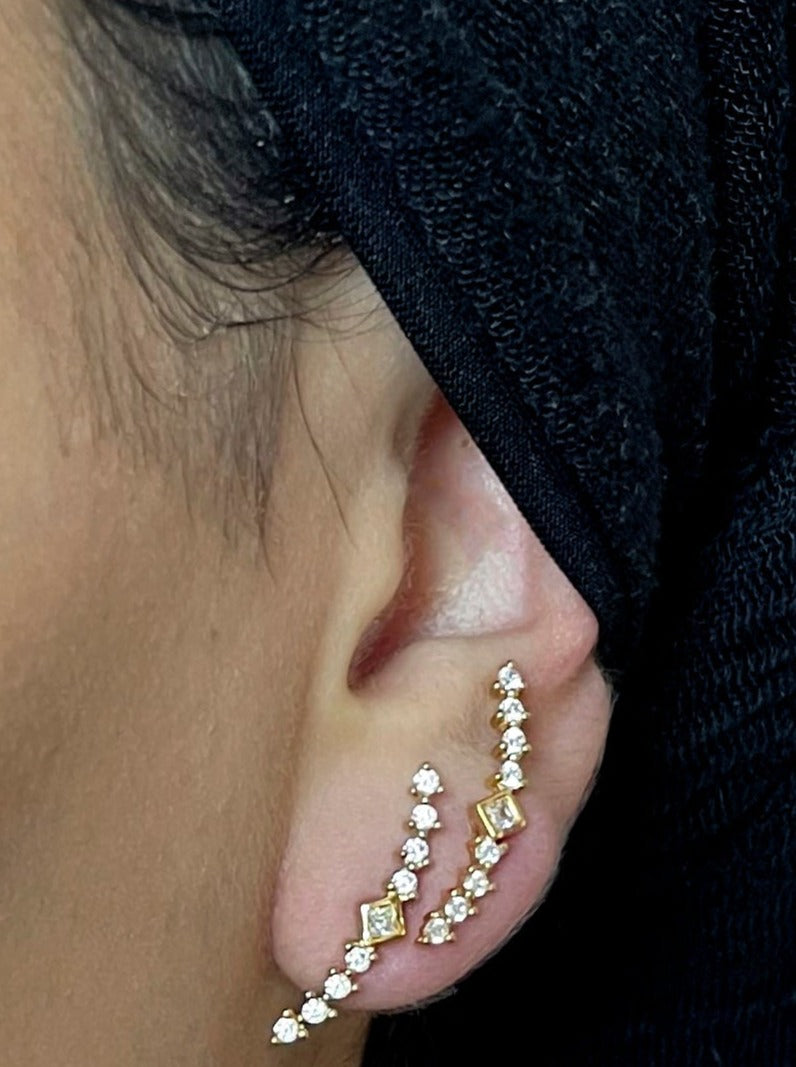 Super Nova Earring - Gold Plated SIlver W. Cubic Zirconia