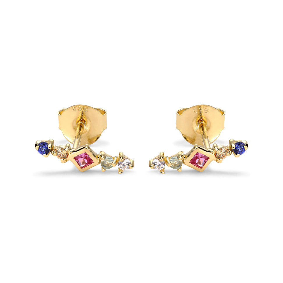 Shooting Rainbow - Earring - Gold Plated Silver W. Cubic Zirconia