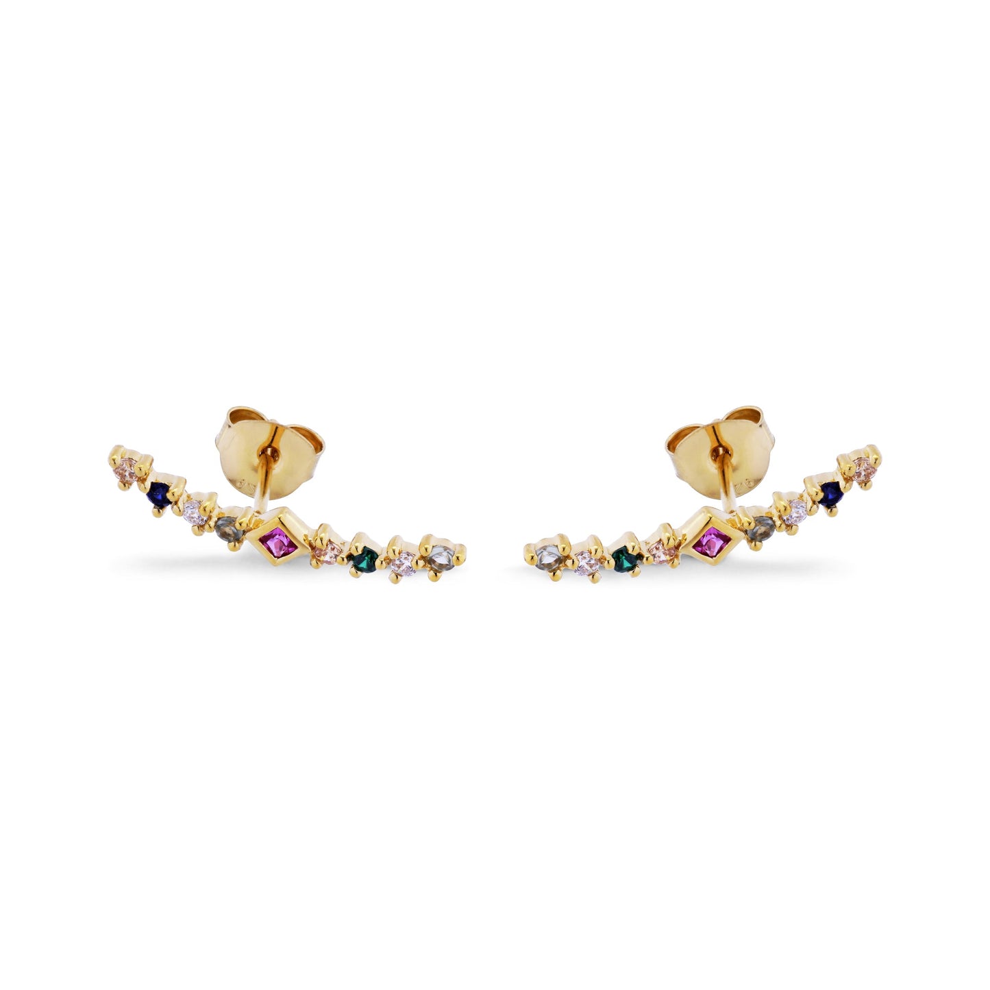 Super Nova Rainbow - Earring - Gold Plated Silver W. Cubic Zirconia