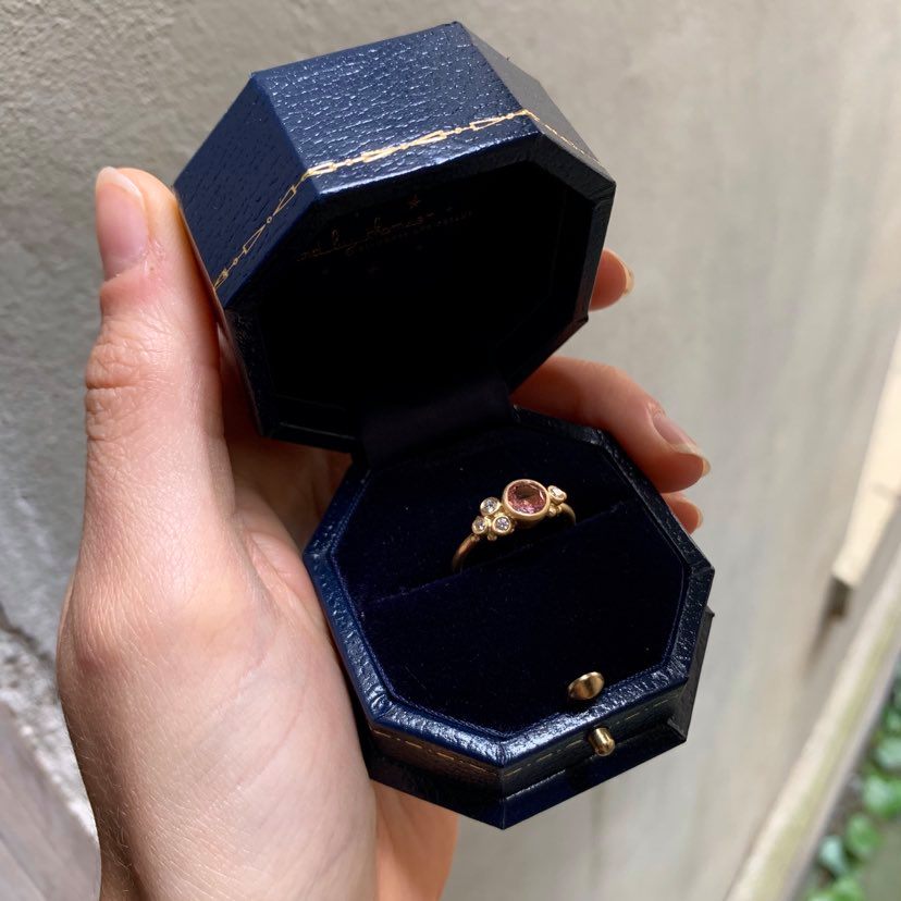 Bubbles Ring Pink Tourmaline & White Diamonds - 18 Karat Gold