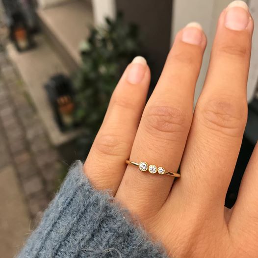 Miss Marilyn Ring (Tre Sten) Ring-Guld Hvid Diamant 14 Karat