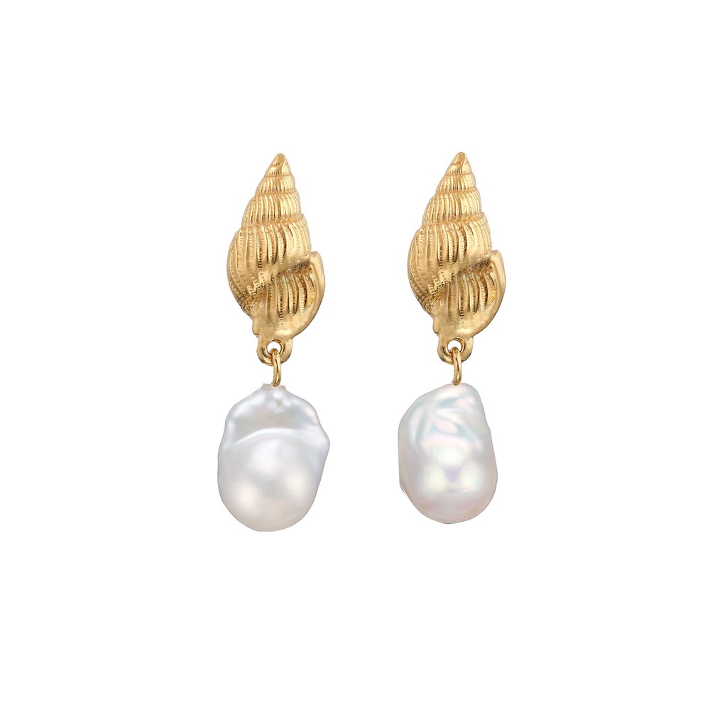 Aviva Pearls Ørering - Forgyldt sølv