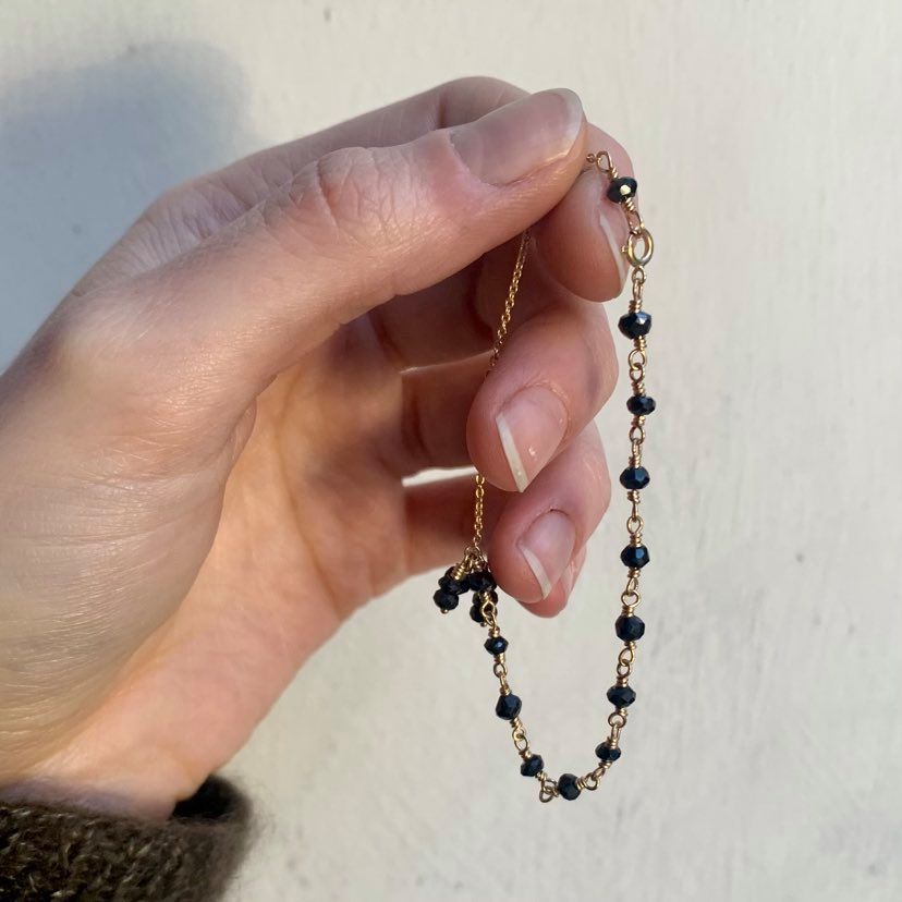 Black Spinel Bracelet - 18 Karat Gold Black Spinel