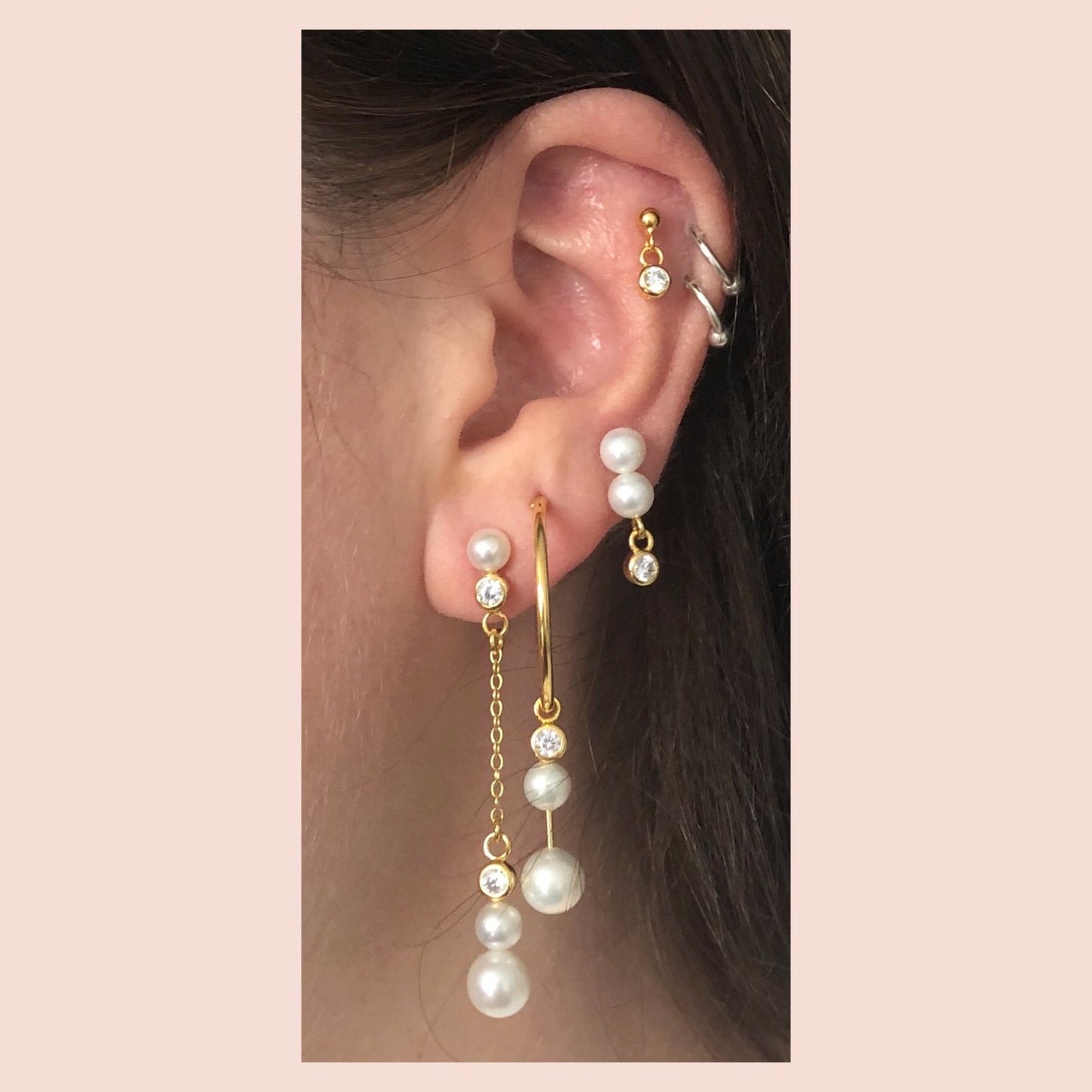 Crystal Stud Earring - Gold Plated Silver Cubic zirconia