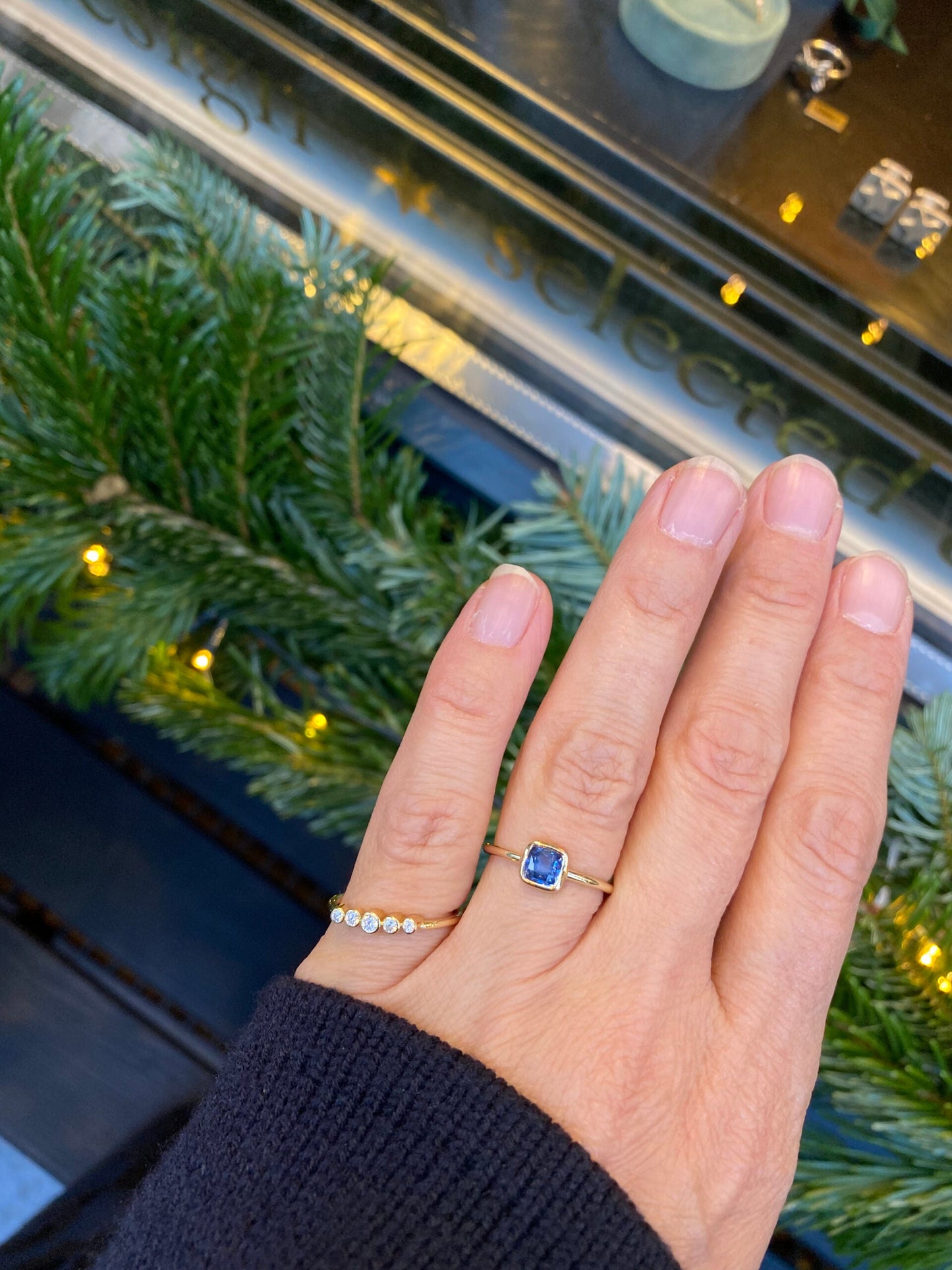 Classic Blue Cushion Sapphire Ring - 14 karat Gold