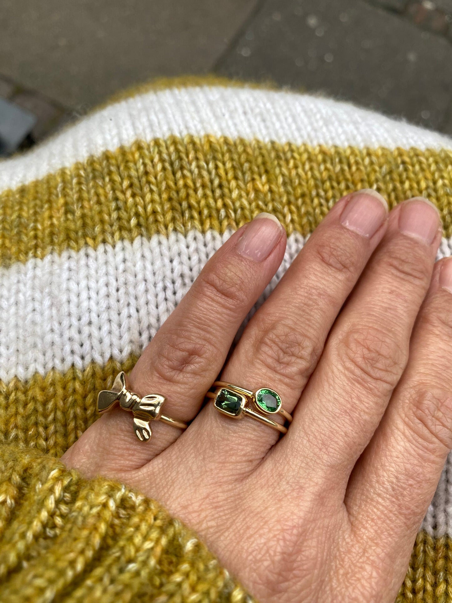 Klassisk Grøn firkantet Safir Ring - 14 Karat Guld