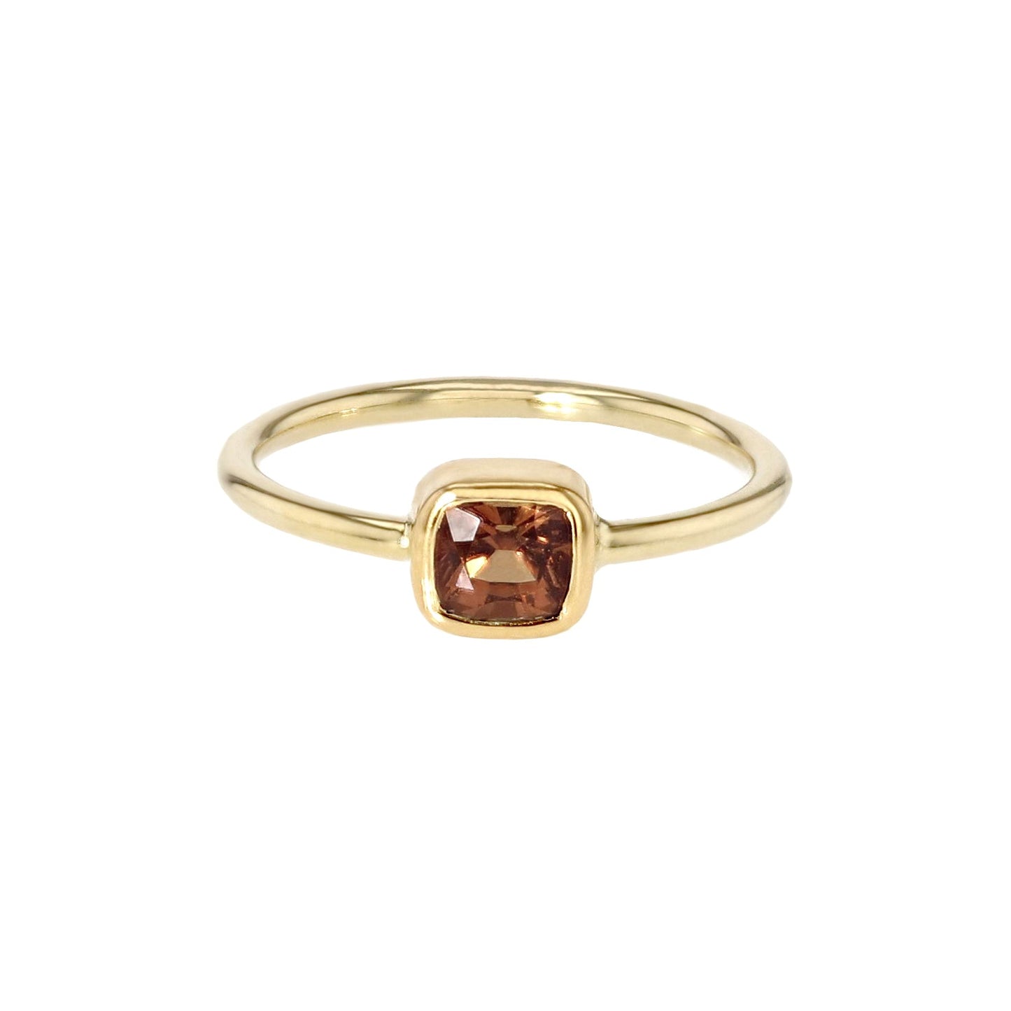 Classic Red Cushion Sapphire Ring - 14 Karat Gold