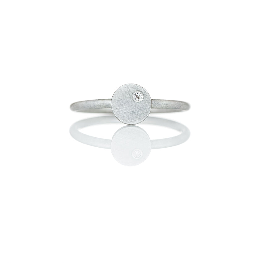 Dot Ring - 18 Karat 925 Silver, Gold White Diamond