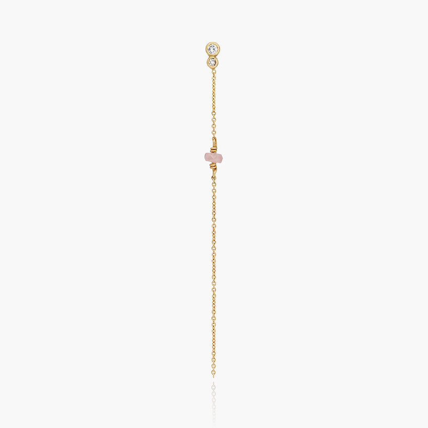 Earstud W. Sapphires- 18 Karat Gold White, Pink Sapphires, Diamond