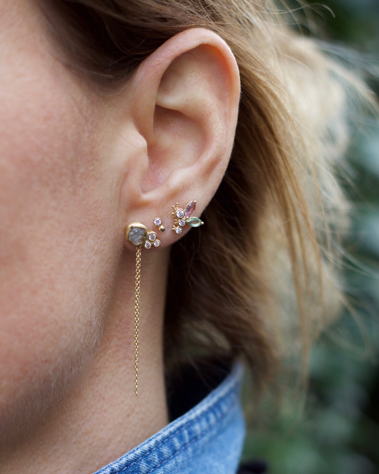 Rough Diamond Cluster Earring Earring - 18 Karat Gold Rough Diamond