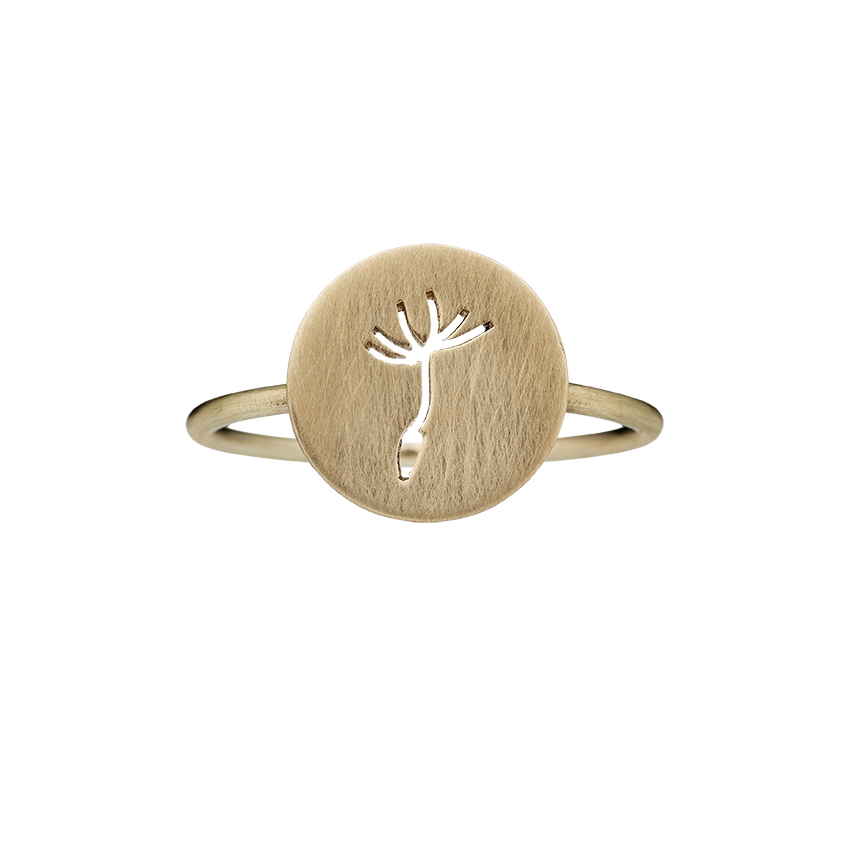 Lille Silhouette Rund – Mælkebøtte Ring-Guld 14 Karat