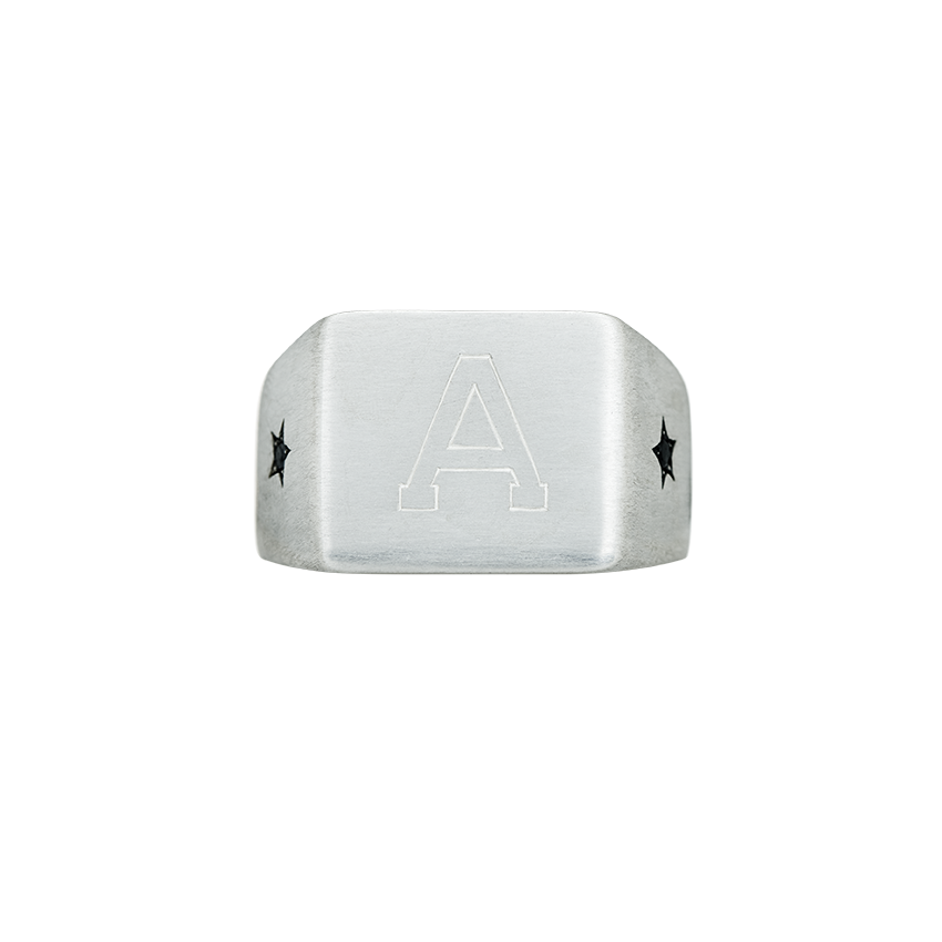 GENTLEMAN SIGNET RING - Square- 925 Silver or 14 Karat Gold W. black diamonds
