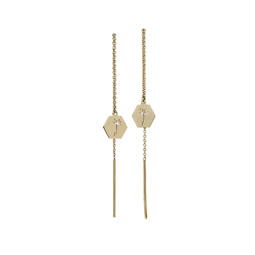Little Silhouette hexagon – Dandelion - 14 karat gold Earring-Gold 14 Karat