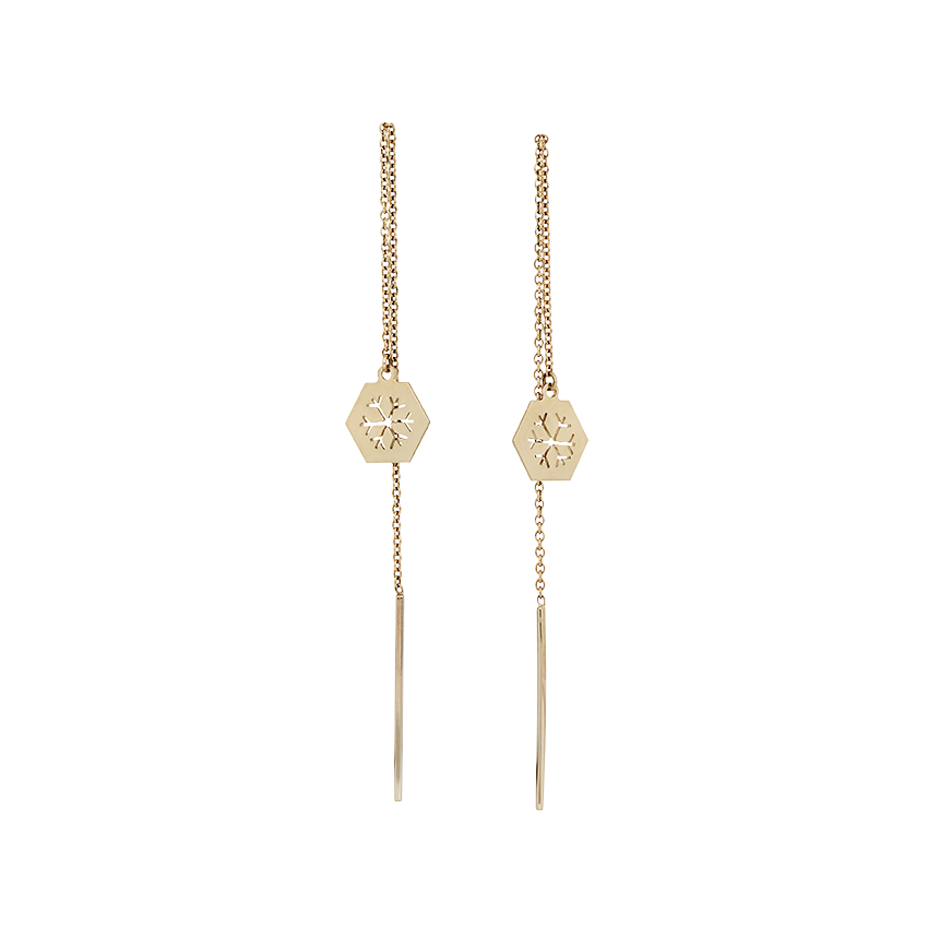 Little Silhouette hexagon – Snowflake - 14 karat gold Earring-Gold 14 Karat