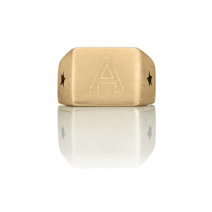 Lady Signet Ring-925 Silver or 14 karat Gold W. White Diamond