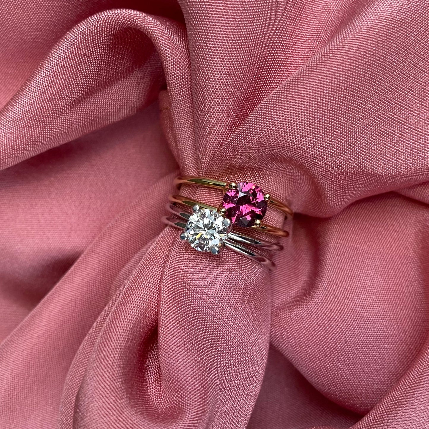 Miss Bell Pink Ring-Guld Pink Granat 14 Karat