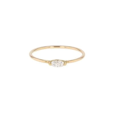 Miss Navette Ring - 14 eller 18 Karat Guld & Hvid Diamant