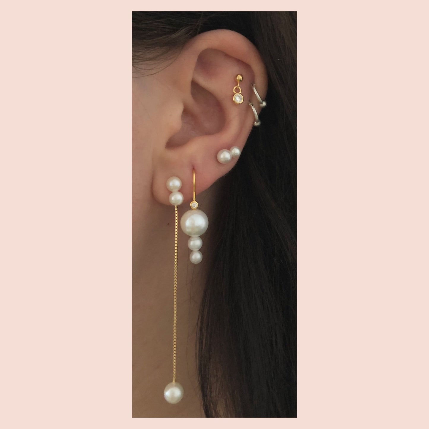 Sun Ray Stud Earring - Gold Plated Silver Freshwater Pearls