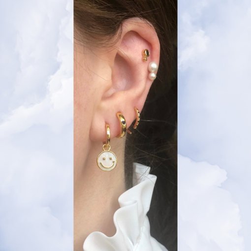 Smiley Huggie Earring - Gold Plated Silver