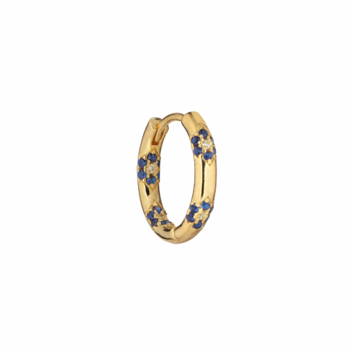 Fauna Huggie Blue Earring - Gold Plated Silver Sapphires and lemon Cubic zirconians