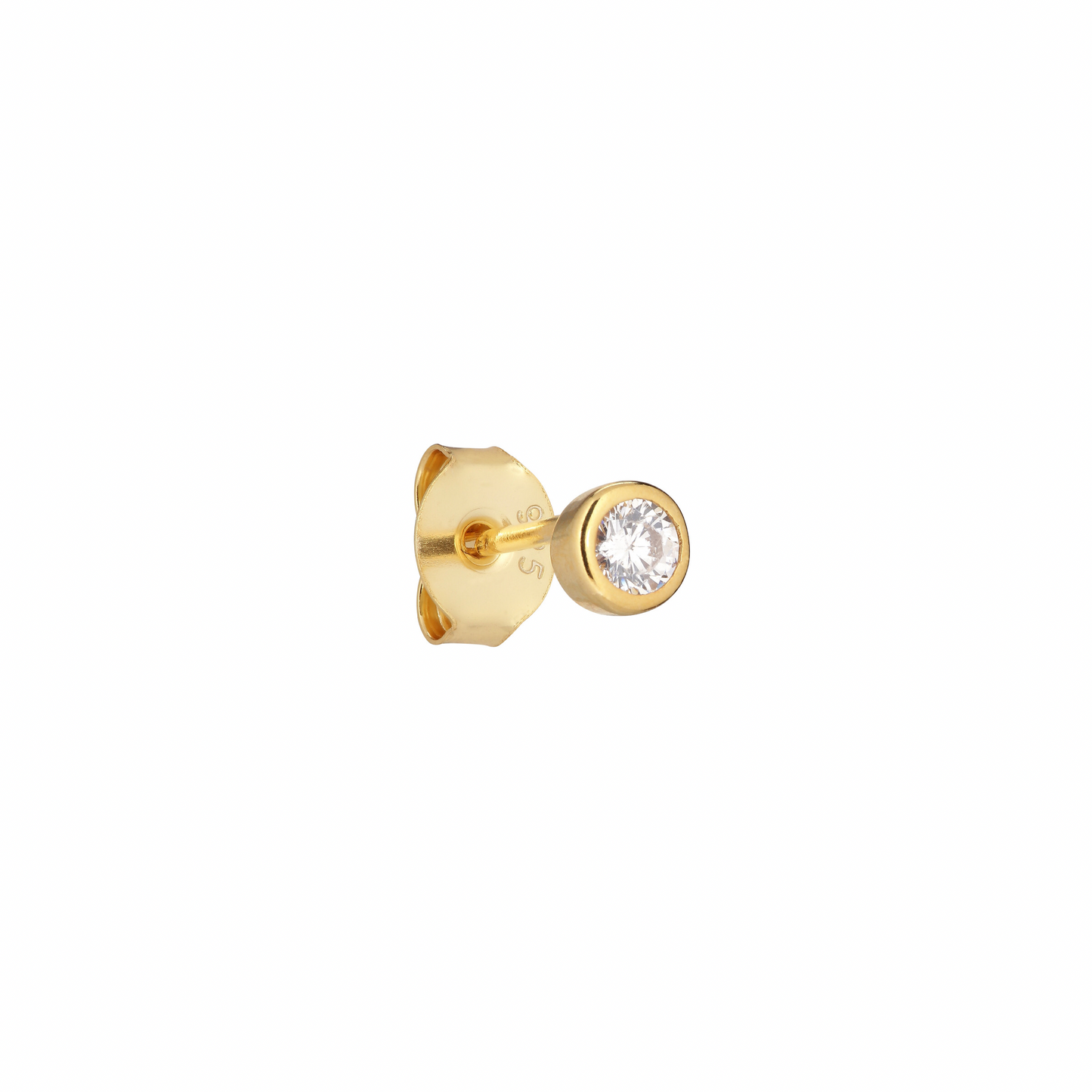 Petite Stud White Earring - Gold Plated Silver Clear Cubic zirconians