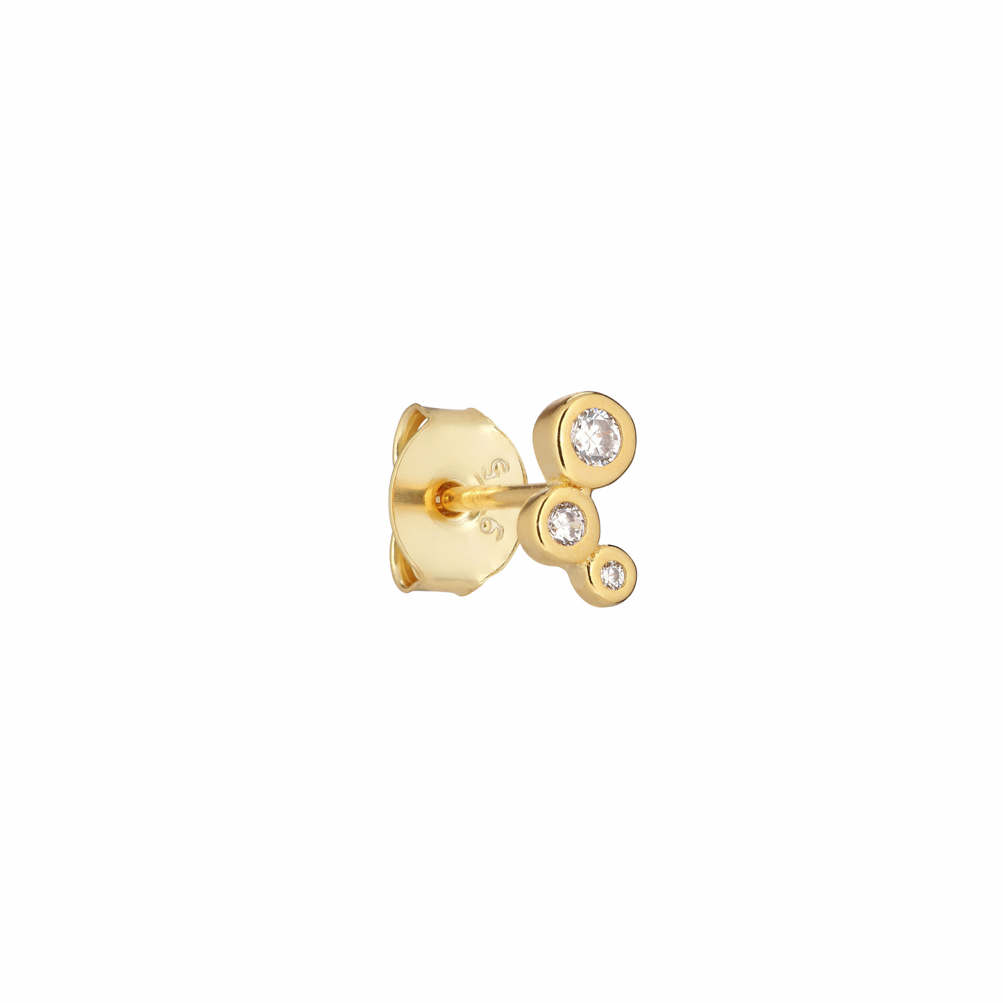 Trinity Stud Earring - Gold Plated Silver Clear Cubic zirconians