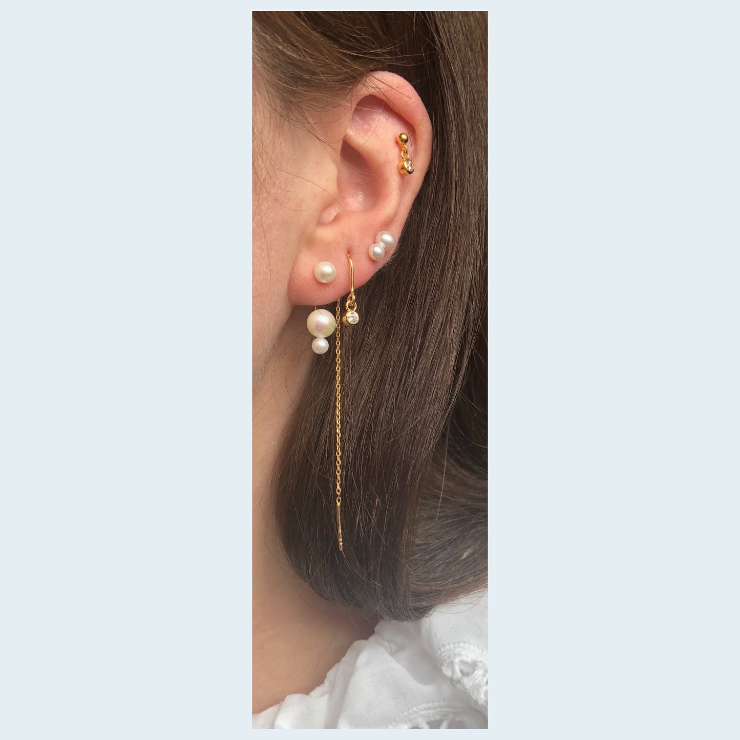 Krystal Hook Threader Ørering - Forgyldt sølv Cubic zirconias