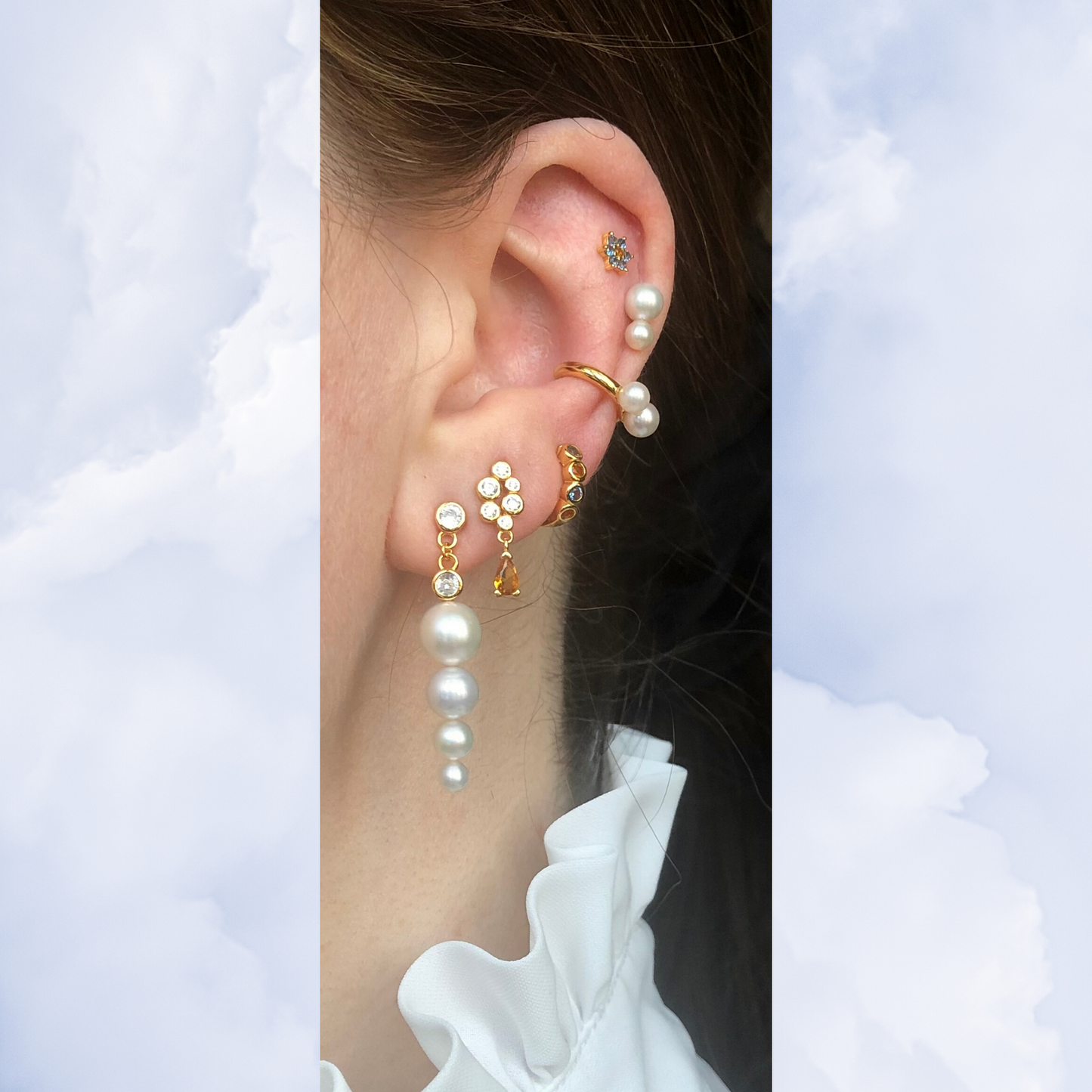 Deux Cuff Earring - Gold Plated Silver Freshwater Pearls