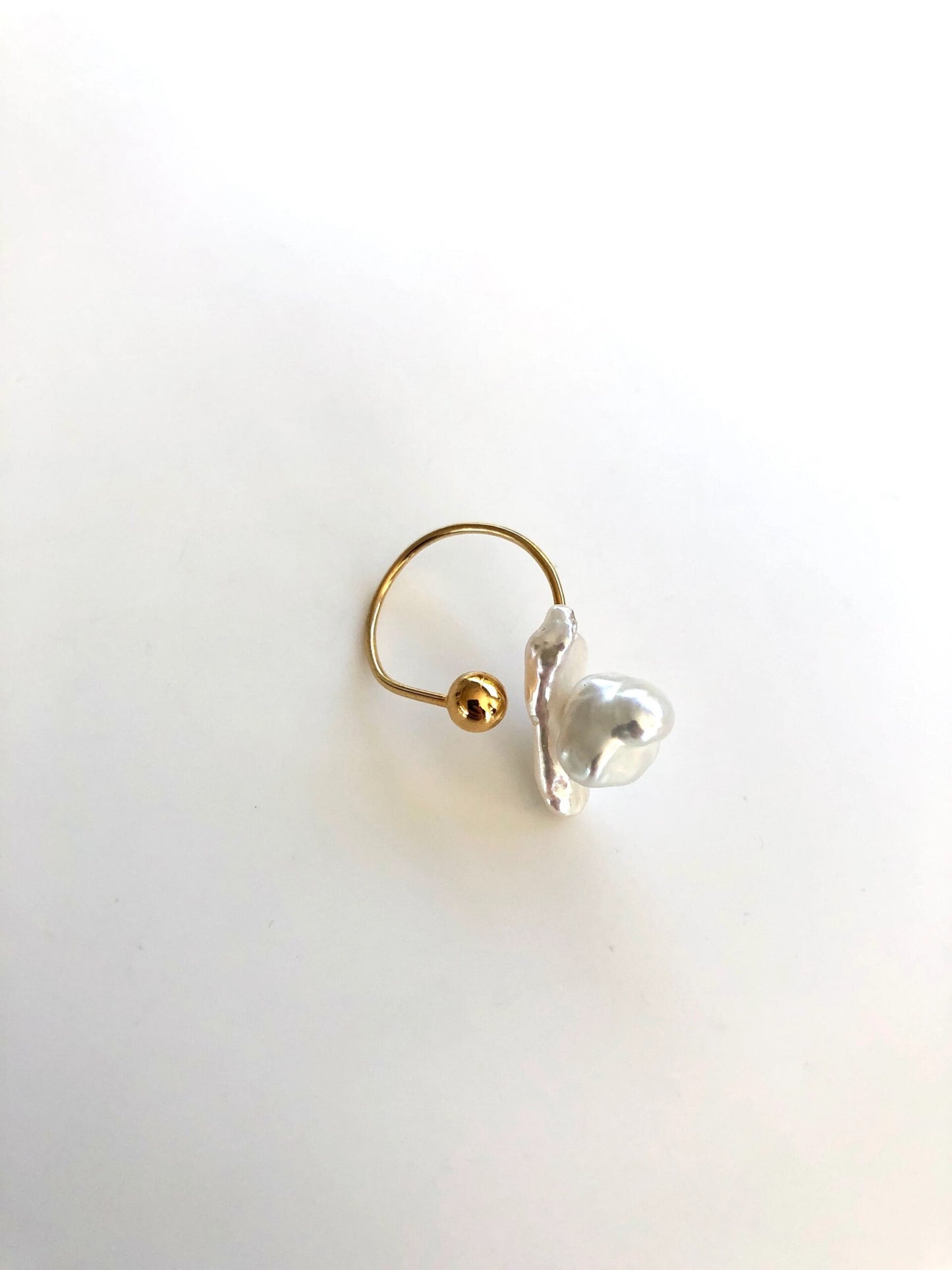 Paula Ring Ring - 925 Sølv, Forgyldt barok perle