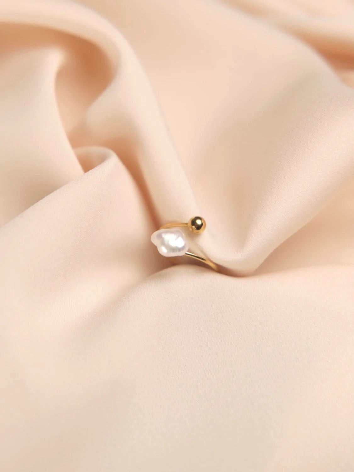 Paulina Ring Ring - 925 Sølv, Forgyldt barok perle